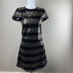 marciano dress Girls‎ 16 Black Gold Sequin Short Sleeve Eras